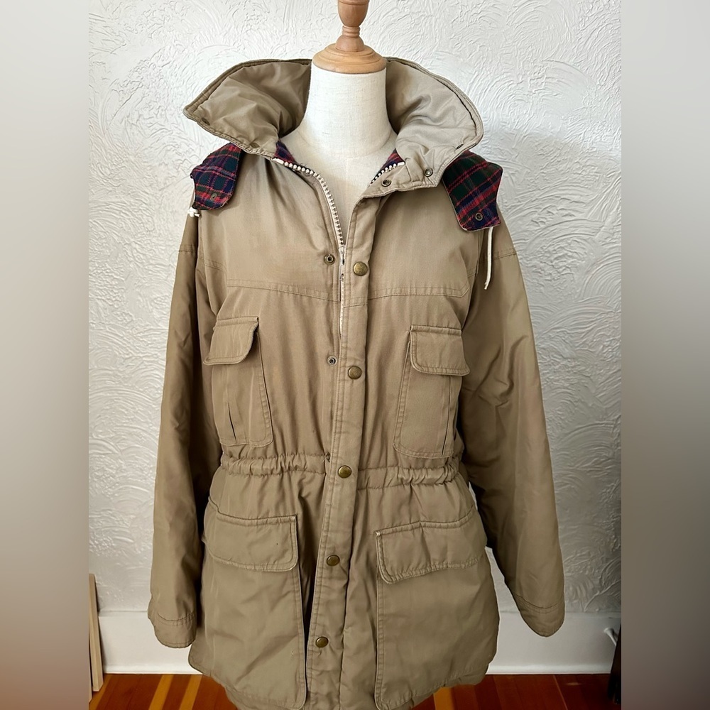 Vintage Plaid Lined Puffer Grandpa Jacket